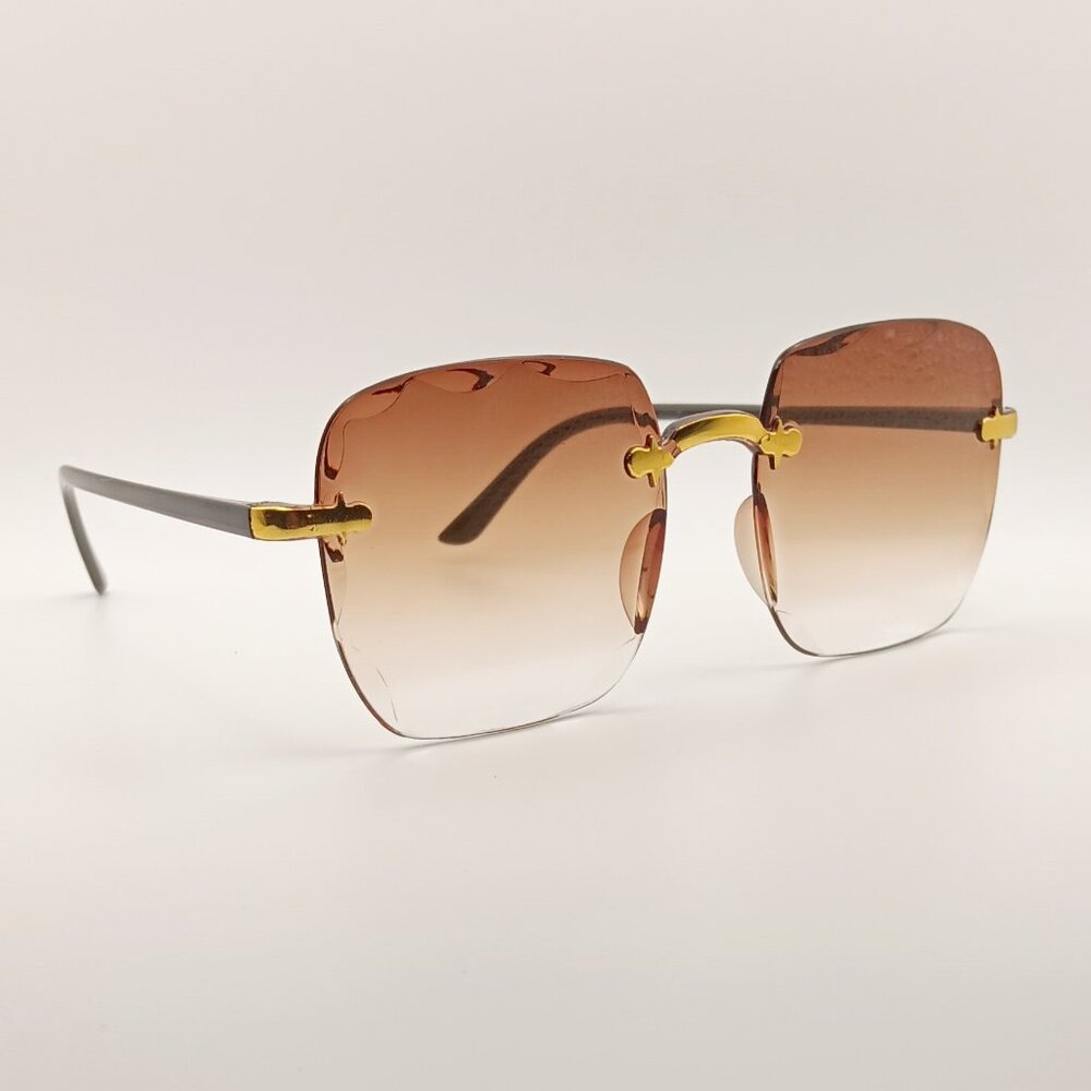 Gradient Auburn-to-Clear Sunglasses with Diamond Cut Lens